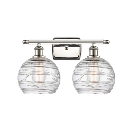 A large image of the Innovations Lighting 516-2W Deco Swirl Polished Nickel / Clear