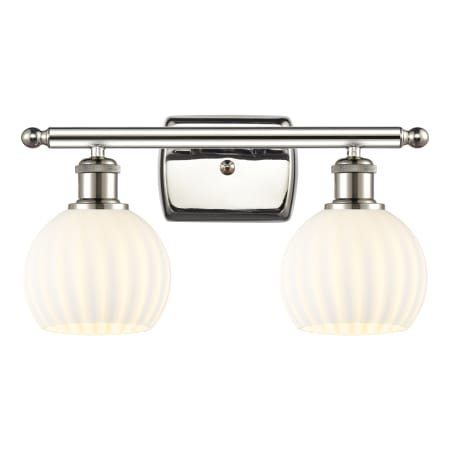 A large image of the Innovations Lighting 516-2W-9-16 White Venetian Vanity Polished Nickel / White Venetian