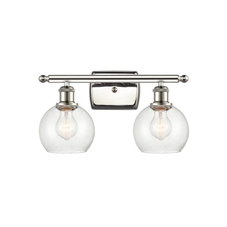 A large image of the Innovations Lighting 516-2W-10-16 Athens Vanity Polished Nickel / Seedy