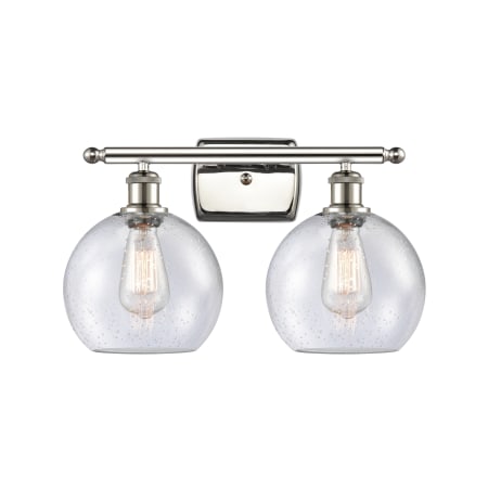 A large image of the Innovations Lighting 516-2W-12-18 Athens Vanity Polished Nickel / Seedy