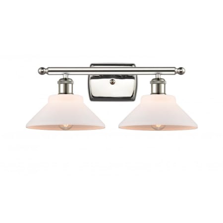 A large image of the Innovations Lighting 516-2W Orwell Polished Nickel / Matte White