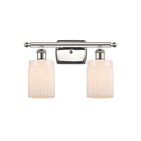 A large image of the Innovations Lighting 516-2W Hadley Polished Nickel / Matte White