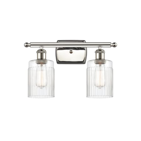 A large image of the Innovations Lighting 516-2W Hadley Polished Nickel / Clear