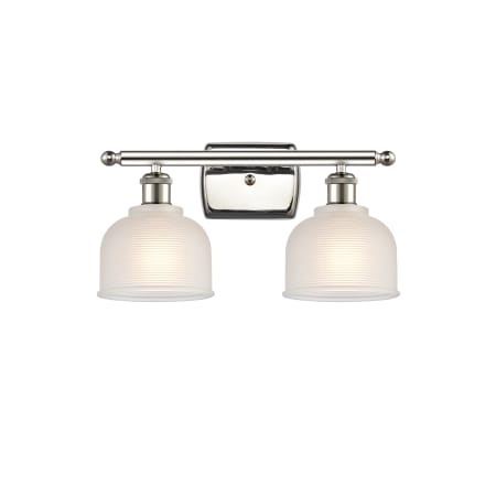 A large image of the Innovations Lighting 516-2W Dayton Polished Nickel / White