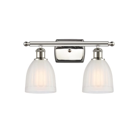 A large image of the Innovations Lighting 516-2W Brookfield Polished Nickel / White