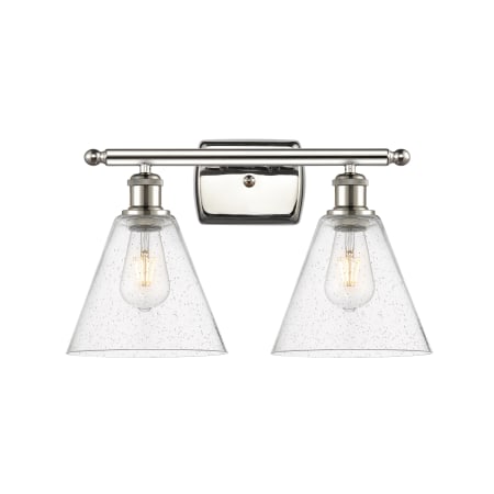 A large image of the Innovations Lighting 516-2W-12-18 Berkshire Vanity Polished Nickel / Seedy