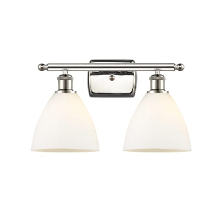 A large image of the Innovations Lighting 516-2W-12-18 Bristol Vanity Polished Nickel / Matte White