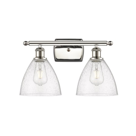 A large image of the Innovations Lighting 516-2W-12-18 Bristol Vanity Polished Nickel / Seedy