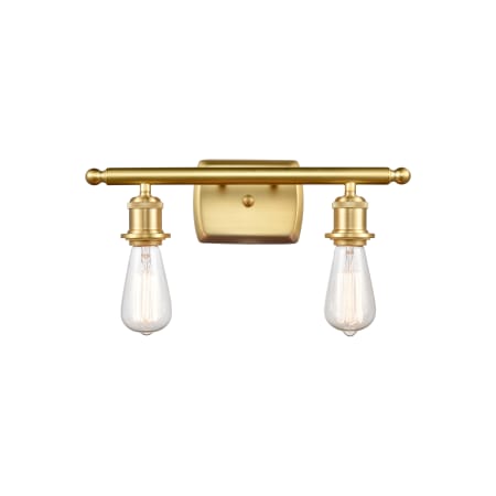 A large image of the Innovations Lighting 516-2W-7-16 Bare Bulb Vanity Satin Gold