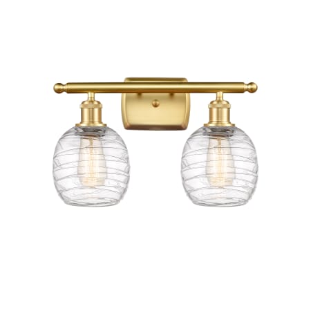 A large image of the Innovations Lighting 516-2W-11-16 Belfast Vanity Satin Gold / Deco Swirl