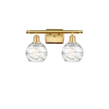 A large image of the Innovations Lighting 516-2W-11-16 Athens Vanity Clear Deco Swirl / Satin Gold