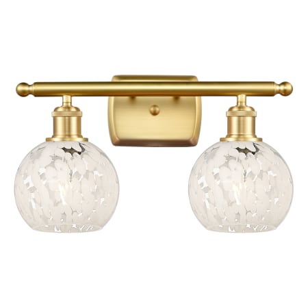 A large image of the Innovations Lighting 516-2W-9-16 White Mouchette Vanity Satin Gold / White Mouchette