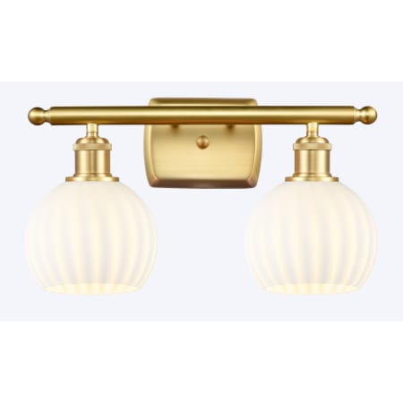 A large image of the Innovations Lighting 516-2W-9-16 White Venetian Vanity Satin Gold / White Venetian