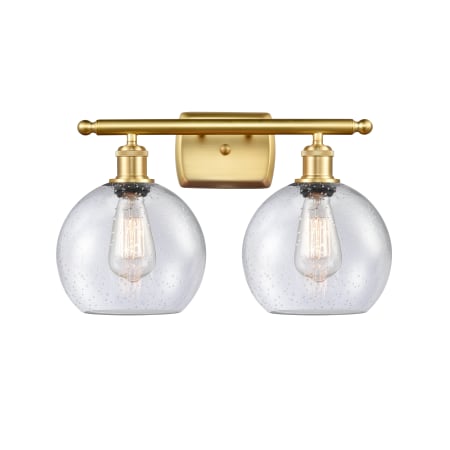 A large image of the Innovations Lighting 516-2W-12-18 Athens Vanity Satin Gold / Seedy