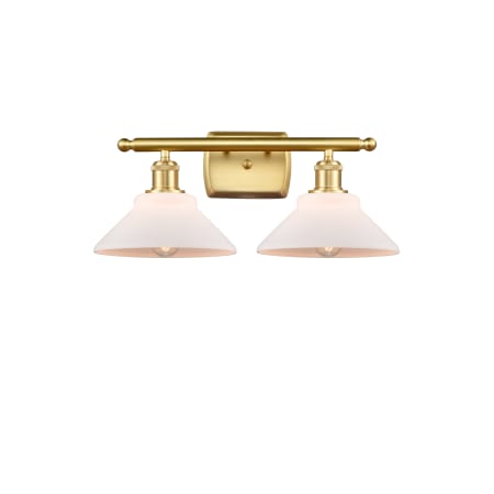 A large image of the Innovations Lighting 516-2W-10-18 Orwell Vanity Matte White / Satin Gold