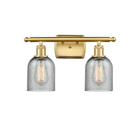 A large image of the Innovations Lighting 516-2W-12-16 Caledonia Vanity Charcoal / Satin Gold