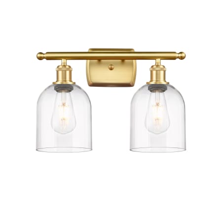 A large image of the Innovations Lighting 516-2W-11-16-Bella-Bathroom Vanity Light Satin Gold / Clear