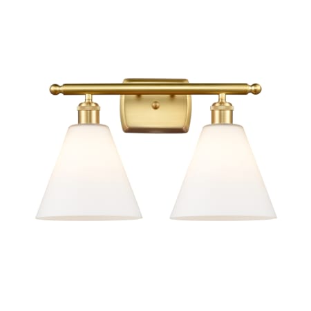 A large image of the Innovations Lighting 516-2W-12-18 Berkshire Vanity Satin Gold / Matte White