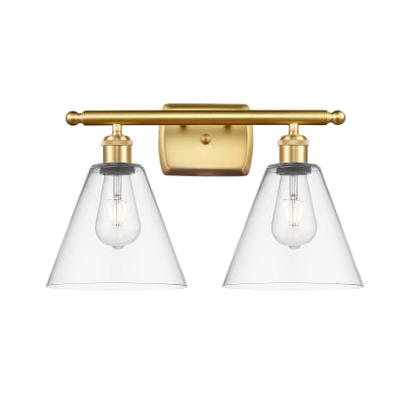 A large image of the Innovations Lighting 516-2W-11-18 Berkshire Vanity Satin Gold / Clear