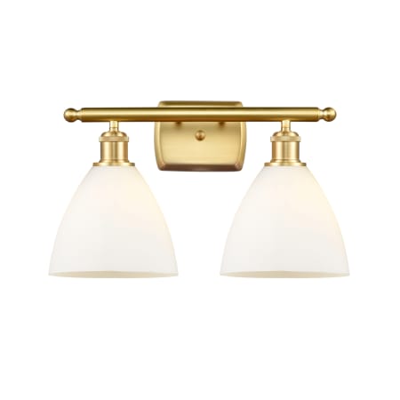 A large image of the Innovations Lighting 516-2W-12-18 Bristol Vanity Satin Gold / Matte White