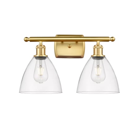 A large image of the Innovations Lighting 516-2W-11-18 Bristol Vanity Satin Gold / Clear