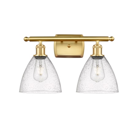 A large image of the Innovations Lighting 516-2W-12-18 Bristol Vanity Satin Gold / Seedy