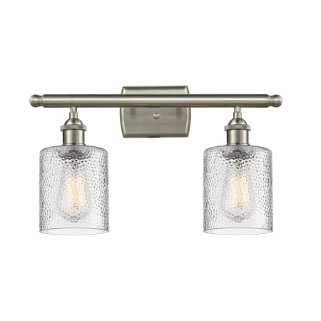 A large image of the Innovations Lighting 516-2W Cobleskill Brushed Satin Nickel / Clear Ripple