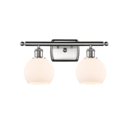 A large image of the Innovations Lighting 516-2W-9-16 Athens Vanity Brushed Satin Nickel / Matte White