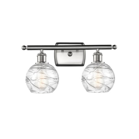 A large image of the Innovations Lighting 516-2W Small Deco Swirl Brushed Satin Nickel / Clear