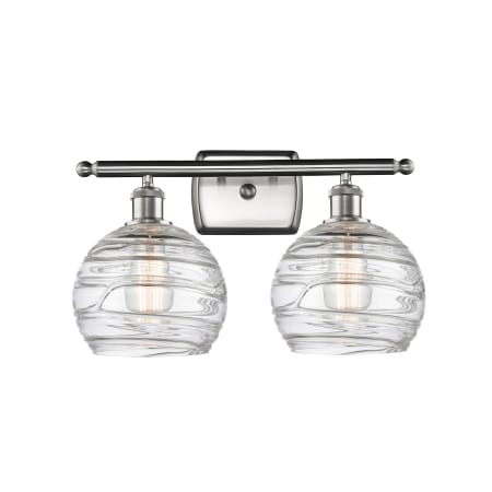 A large image of the Innovations Lighting 516-2W Deco Swirl Brushed Satin Nickel / Clear