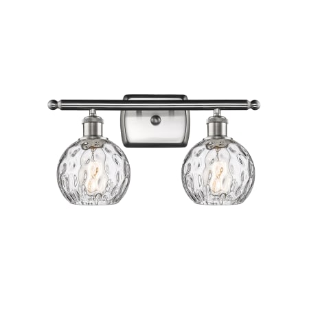 A large image of the Innovations Lighting 516-2W-11-16 Athens Vanity Brushed Satin Nickel / Clear Water Glass