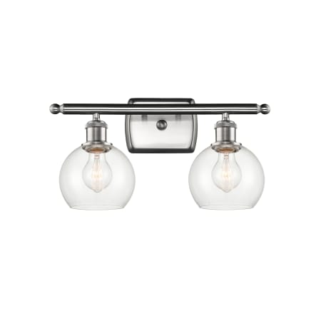 A large image of the Innovations Lighting 516-2W-9-16 Athens Vanity Brushed Satin Nickel / Clear