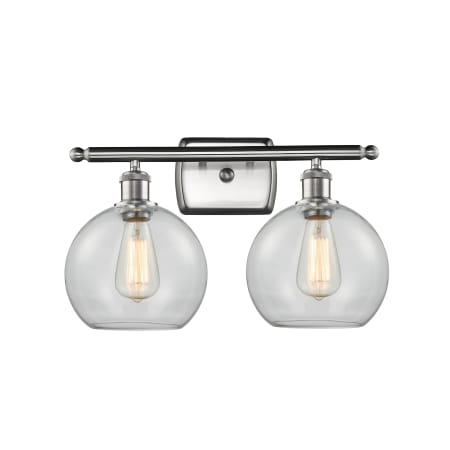 A large image of the Innovations Lighting 516-2W-11-18 Athens Vanity Brushed Satin Nickel / Clear