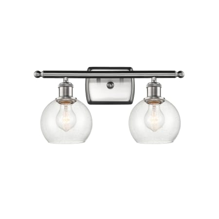 A large image of the Innovations Lighting 516-2W-9-16 Athens Vanity Brushed Satin Nickel / Seedy