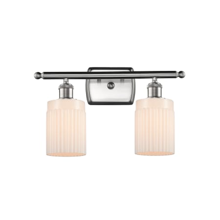 A large image of the Innovations Lighting 516-2W Hadley Brushed Satin Nickel / Matte White