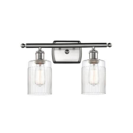 A large image of the Innovations Lighting 516-2W Hadley Brushed Satin Nickel / Clear