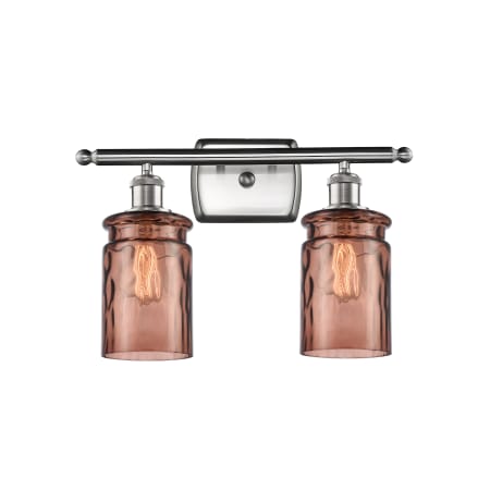 A large image of the Innovations Lighting 516-2W Candor Brushed Satin Nickel / Toffee Waterglass