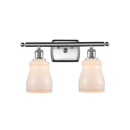 A large image of the Innovations Lighting 516-2W Ellery Brushed Satin Nickel / White