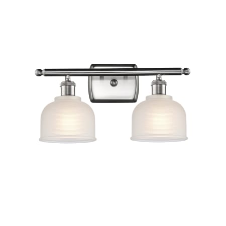 A large image of the Innovations Lighting 516-2W Dayton Brushed Satin Nickel / White