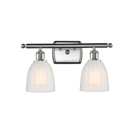 A large image of the Innovations Lighting 516-2W Brookfield Brushed Satin Nickel / White