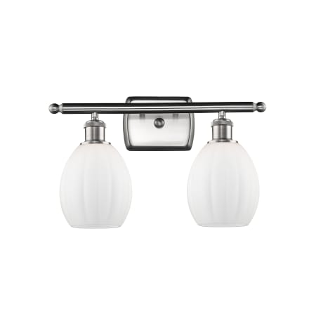 A large image of the Innovations Lighting 516-2W Eaton Brushed Satin Nickel / Matte White