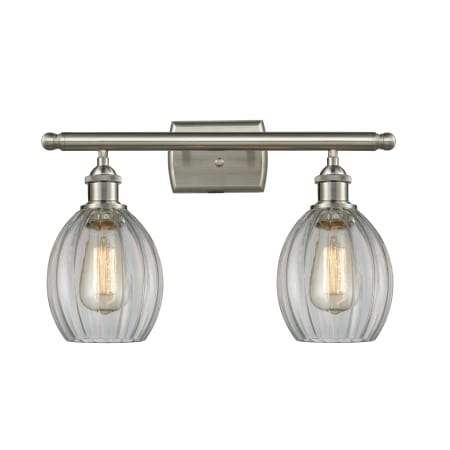 A large image of the Innovations Lighting 516-2W Eaton Brushed Satin Nickel / Clear Fluted