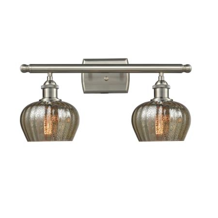 A large image of the Innovations Lighting 516-2W Fenton Brushed Satin Nickel / Mercury Fluted