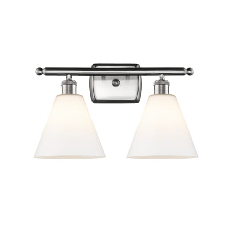 A large image of the Innovations Lighting 516-2W-11-18 Berkshire Vanity Brushed Satin Nickel / Matte White