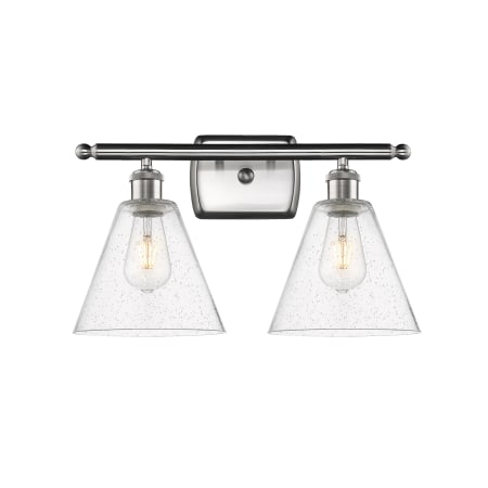 A large image of the Innovations Lighting 516-2W-11-18 Berkshire Vanity Brushed Satin Nickel / Seedy