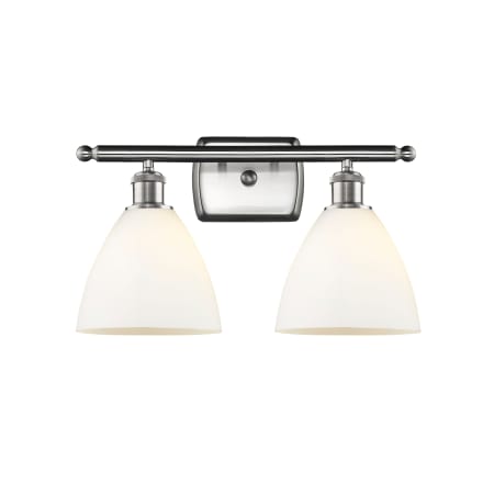 A large image of the Innovations Lighting 516-2W-11-18 Bristol Vanity Brushed Satin Nickel / Matte White