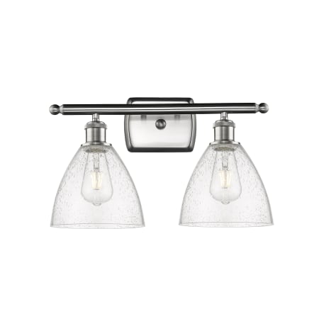 A large image of the Innovations Lighting 516-2W-11-18 Bristol Vanity Brushed Satin Nickel / Seedy