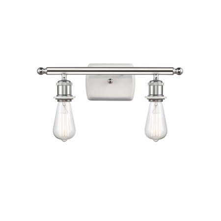 A large image of the Innovations Lighting 516-2W Bare Bulb White and Polished Chrome