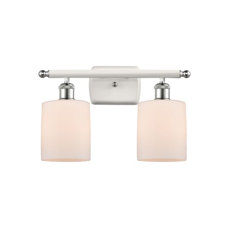 A large image of the Innovations Lighting 516-2W Cobbleskill White and Polished Chrome / Matte White