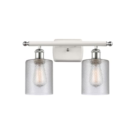 A large image of the Innovations Lighting 516-2W Cobbleskill White and Polished Chrome / Clear